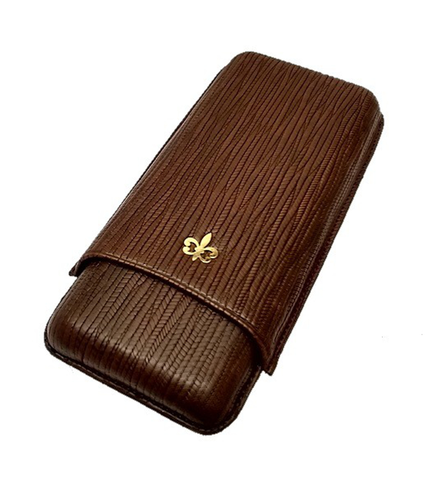 LEATHER CIGAR CASE FLEUR DE LIS MONTECRISTO